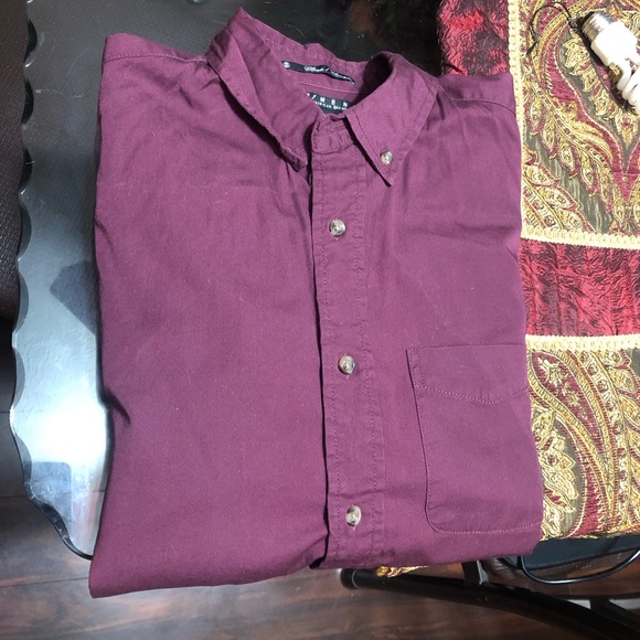 Men Burgundy Button Up Shirt Slim 